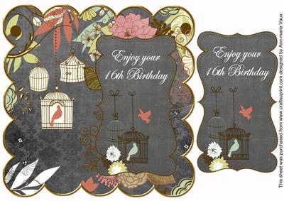 Black Birdcage 16th Birthday 8in Scallop Topper
