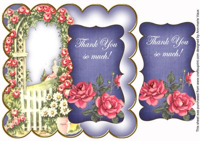 Dark Blue Rose Arch Thank You 8in Scallop Topper