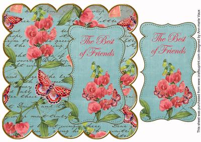 Teal Sweetpea Best of Friends 8in Scallop Topper