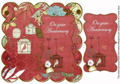 Dred Birdcage on Your Anniversary 8in Scallop Topper