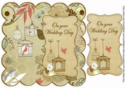 Cream Birdcage Wedding Day 8in Scallop Topper