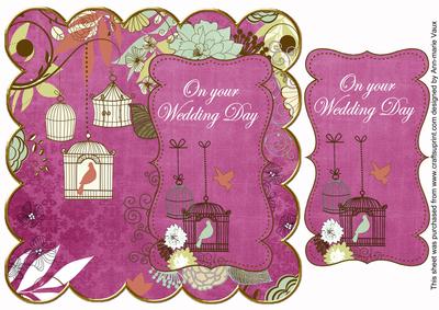 Cerise Birdcage Wedding Day 8in Scallop Topper