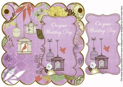 Lilac Birdcage Wedding Day 8in Scallop Topper