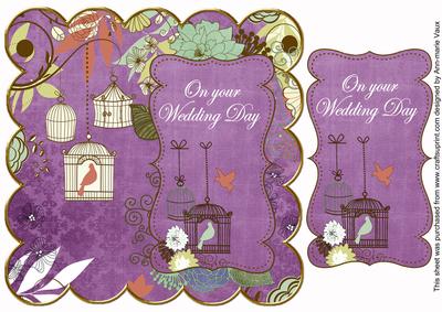 Purple Birdcage Wedding Day 8in Scallop Topper