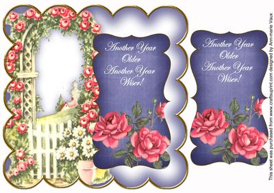 Dblue Rose Arch Another Year 8in Scallop Topper