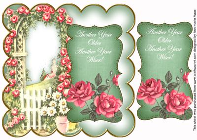 Mid Green Rose Arch Another Year 8in Scallop Topper