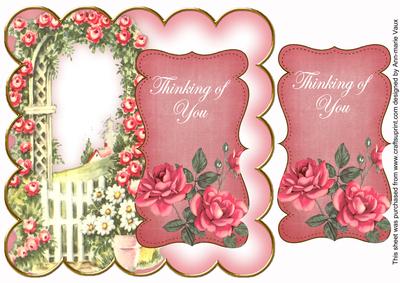 Pink Rose Arch Thinking of You 8in Scallop Topper