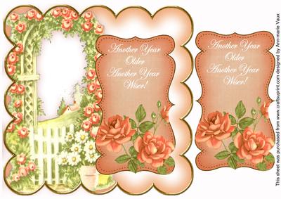 Peach Rose Arch Another Year 8in Scallop Topper
