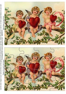 Cherub Trio Hearts Jigsaw Puzzle Card Front