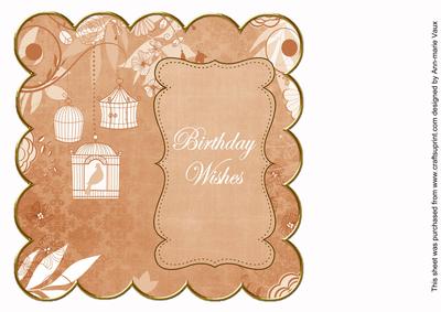 Borange Birdcage Birthday Wishes 8in Scallop Insert Panel