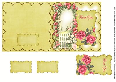 Lemon Rose Arch Thank You 5in Folded Card with Topper