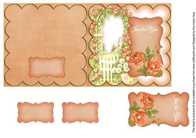 Borange Rose Arch Just for You 5in Folded Card with Topper