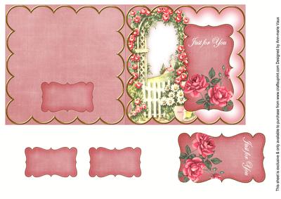 Pink Rose Arch Just for You 5in Folded Card with Topper