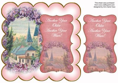 Pink Lavender View Another Year 8in Scallop Topper