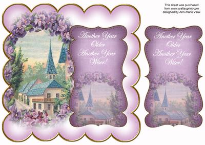 Lilac Lavender View Another Year 8in Scallop Topper