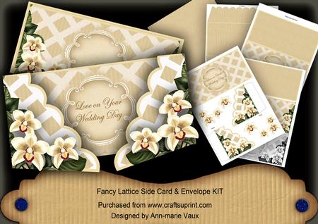 Cream Orchids Wedding Day 3D Fancy Lattice 3D Card Kit