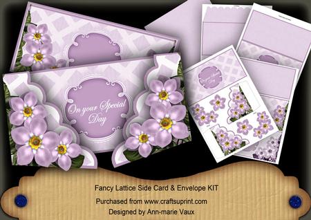 Lilac Forgetmeknots Special Day 3D Fancy Lattice 3D Card Kit