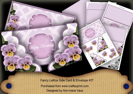Lilac Pansy Happy Birthday 3D Fancy Lattice 3D Card Kit