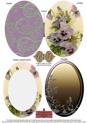 Purple Pansy Gold Locket Card Front