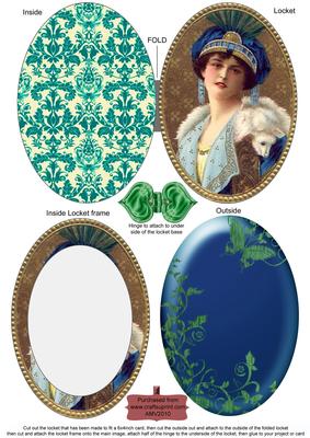 Blue Lady Peacock Fancy Locket Card Front