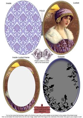 Lavender Lady Fancy Silver Locket Card Front