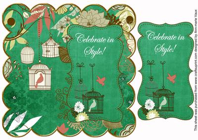 Dark Green Birdcage Celebrate in Style 8in Scallop Topper