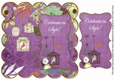 Purple Birdcage Celebrate in Style 8in Scallop Topper