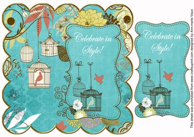 Teal Birdcage Celebrate in Style 8in Scallop Topper