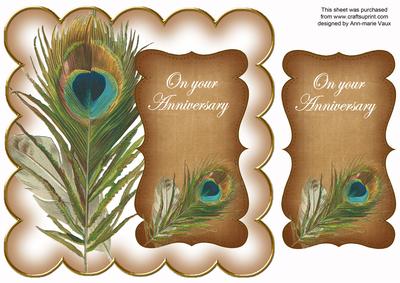 Vintage Tea Peacock on Your Anniversary 8in Scallop Topper