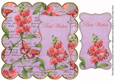 Lilac Sweetpea Best Wishes 8in Scallop Topper