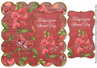 Dark Red Sweetpea Special Day 8in Scallop Topper