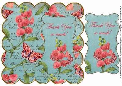 Dusky Teal Sweetpea Thank You 8in Scallop Topper
