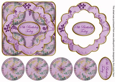 Lilac Oriental Fern 18th Birthday 3D Rosette Topper