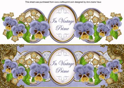 Blue Pansy in Vintage Prime Large Dl Step by Step