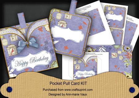 Blue Birdcage Happy Birthday Vintage Pocket Pull Card Kit
