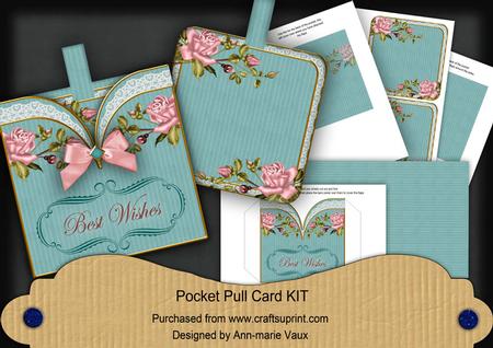 Pink Rose Best Wishes Vintage Pocket Pull Card Kit
