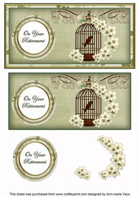 Olive Birdcage Your Retirement Dl Decoupage Topper
