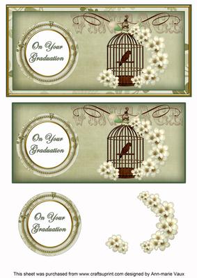 Olive Birdcage Your Graduation Dl Decoupage Topper