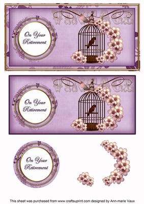 Lilac Birdcage Your Retirement Dl Decoupage Topper