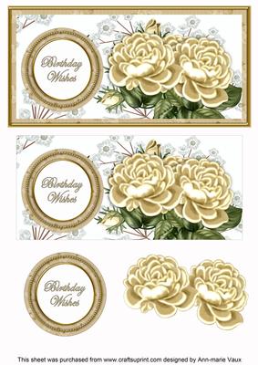 Cream Roses Birthday Wishes Dl Decoupage Topper