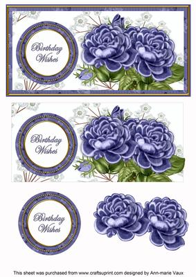 Dblue Roses Birthday Wishes Dl Decoupage Topper