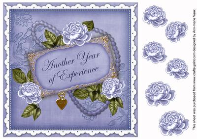 Pblue Rose Year of Experience 8in Decoupage Topper