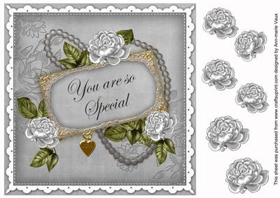 Silver Rose You Are Special 8in Decoupage Topper