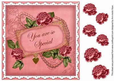 Cerise Rose You Are Special 8in Decoupage Topper