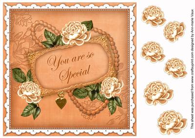 Peach Rose You Are Special 8in Decoupage Topper