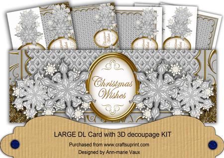 Silver Snowflake Christmas Wishes Large Dl Card Kit