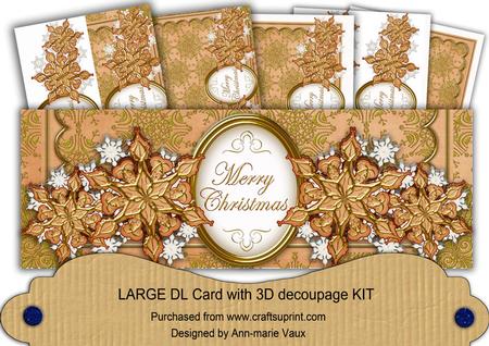 Peach Snowflake Merry Christmas Large Dl Card Kit