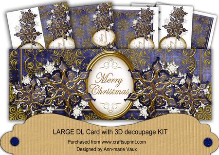 Dblue Snowflake Merry Christmas Large Dl Card Kit
