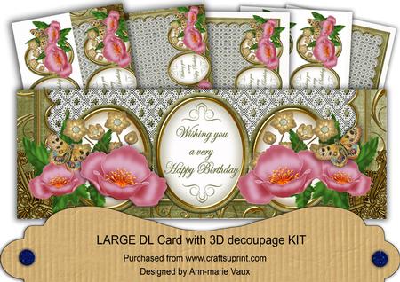 Pink Olive Poppy Happy Birthday Large Dl Card Kit