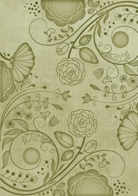 Olive Retro Floral A4 Backing Paper